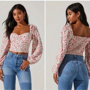 PINK FLORAL ASTR TOP